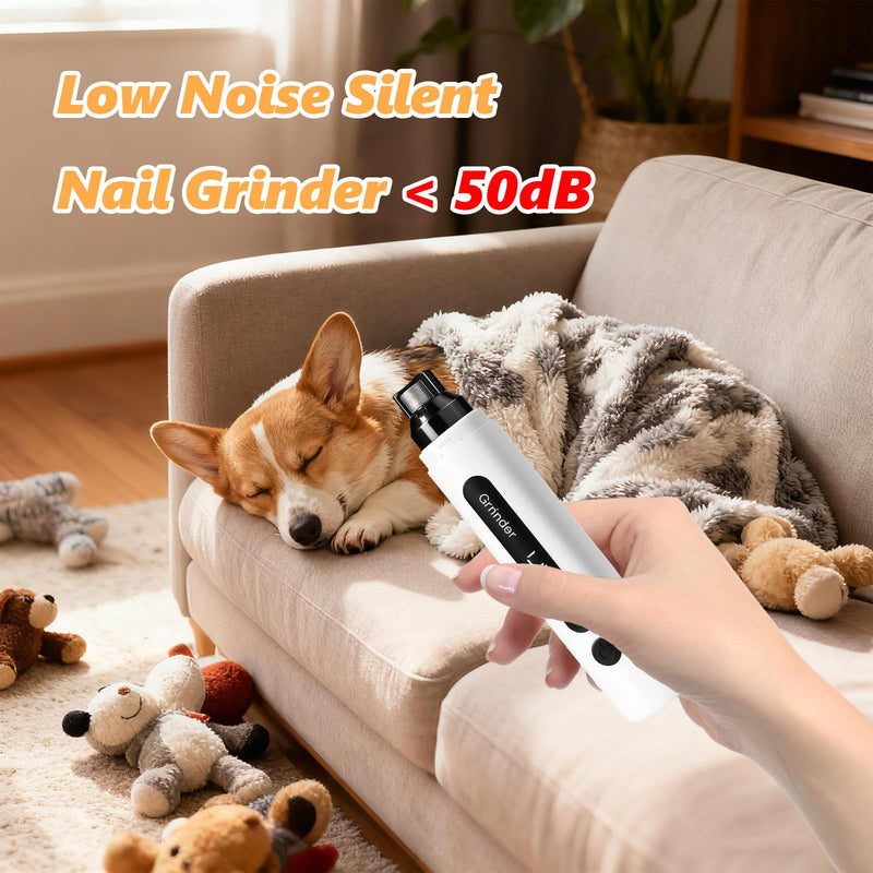 Small Dog Nail Grinders, 5 Speed Adjustable Low Noise Rechargeable Pet Nail Trimmer with LED Light LCD Screen, 3 Grinding Heads for Safe Claw Grooming for Cats Puppies - PawsPlanet Australia