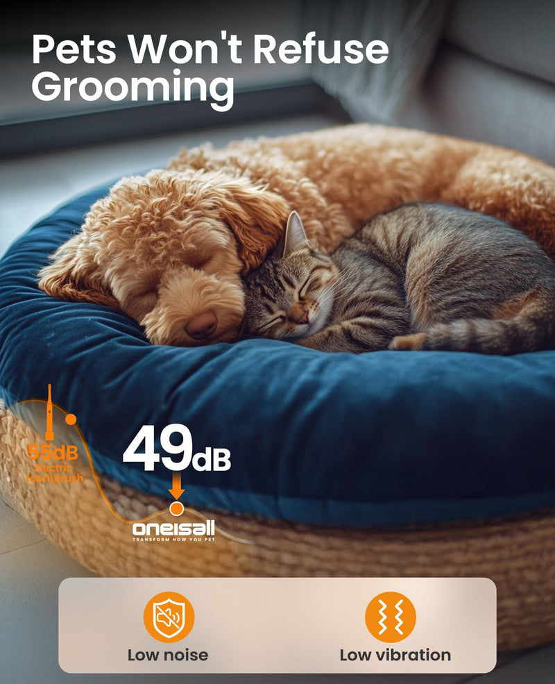 oneisall 4 in 1 Cat Grooming Kit Customised for Puppies and Cats, Cordless 3-Speed Dog/cat Clippers, Quite IPX7 Waterproof Dog Trimmer for Full-Body Grooming - PawsPlanet Australia