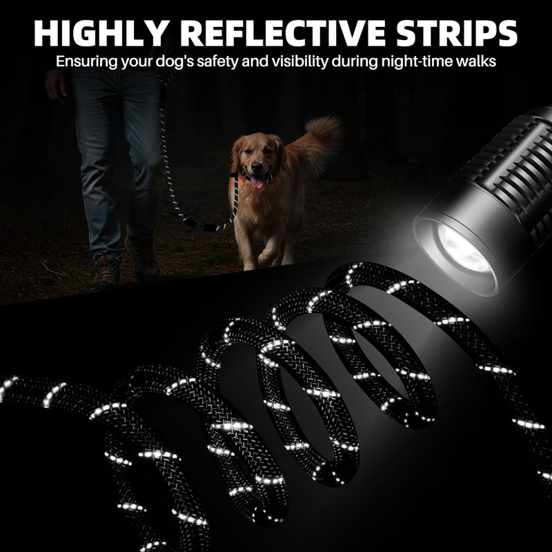 SlowTon Slip Lead for Dogs - Hands Free No Tangle Adjustable 5-7 FT 1/2” Rope, Heavy Duty Nylon Leash for Large Medium Dogs That Pull, No Pull Training Slip Leashes, 20-120lb, Black - PawsPlanet Australia