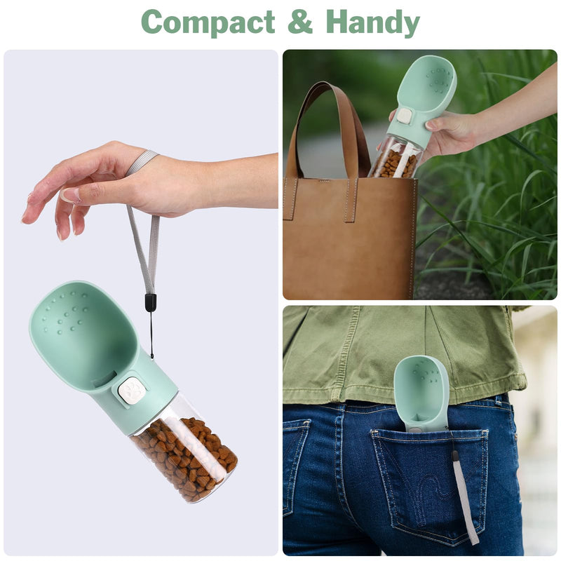 Colorday Handheld Dog Treat Dispenser Built-in Clicker & Treat Pouch, Hand Feeder for Puppy Training Walking Hiking Traveling (6.7 OZ, Green) 6.7 OZ