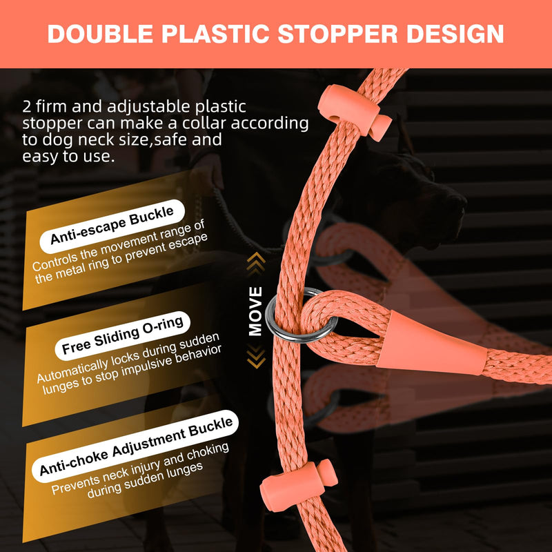Lynxking Dog Leash Slip Lead Reflective Breathable Rope Comfortable Strong No Pull Slip On Pet Training Lead for Dogs Small 3/8 inch x 6ft Orange - PawsPlanet Australia
