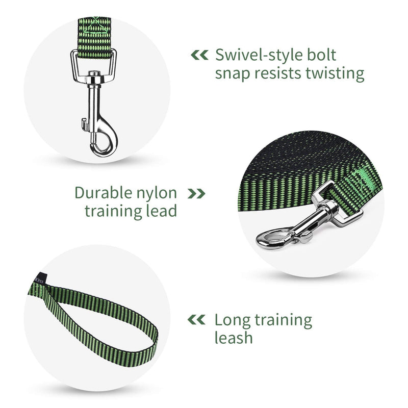 Hi Kiss Dog/Puppy Obedience Recall Training Agility Lead - 15ft 20ft 30ft 50ft 100ft Training Leash - Great for Training, Play, Camping, or Backyard(100ft,Black_Green) 100 Feet S4.black_green - PawsPlanet Australia