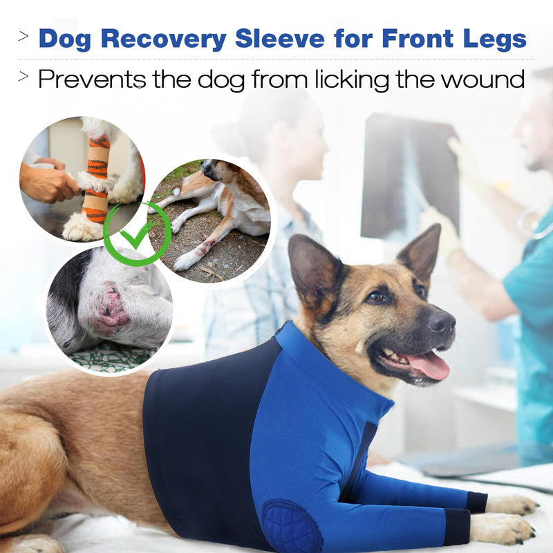 Lelepet Dog Recovery Suit for Front Legs,Dog Leg Sleeve to Stop Licking,Dog Elbow Protector for Leg Injuries,Dog Recovery Sleeve for Wounds,Dog Sleeve to Prevent Licking,Dog Cone Collar Alternative 2XL Blue - PawsPlanet Australia