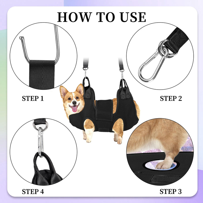 Dog Grooming Hammock for Small Dogs Pet Hammock for Nail Trimming Dog Sling for Nail Clipping Dog Hanging Harness (Black S) Black