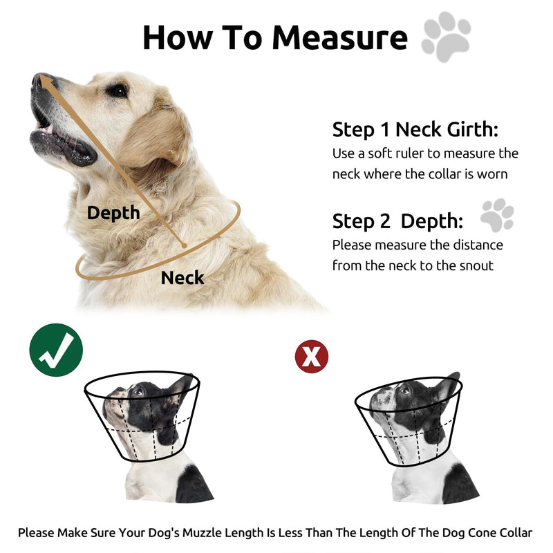 Dog Cone Collar, Dog Cones After Surgery Soft, Buster Collars for Small Medium Large Dogs and Cats,Recovery Collars for Dogs Prevent Licking (Black,XL) XL--Neck:47-59cm Black