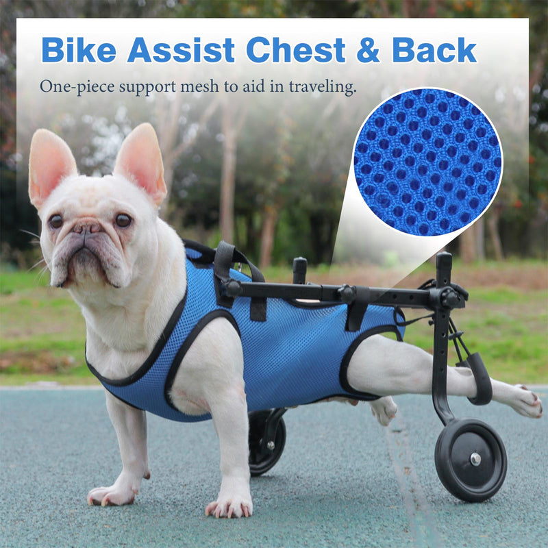 Dog Wheelchair for Back Legs, Two-Wheel Hind Leg Wheelchair, Adjustable Dog Leg Brace and Hip Support for Rear Leg Hind Limbs Disabled Arthritis Paralyzed Injured Small Dogs Cats (Blue, S) Blue