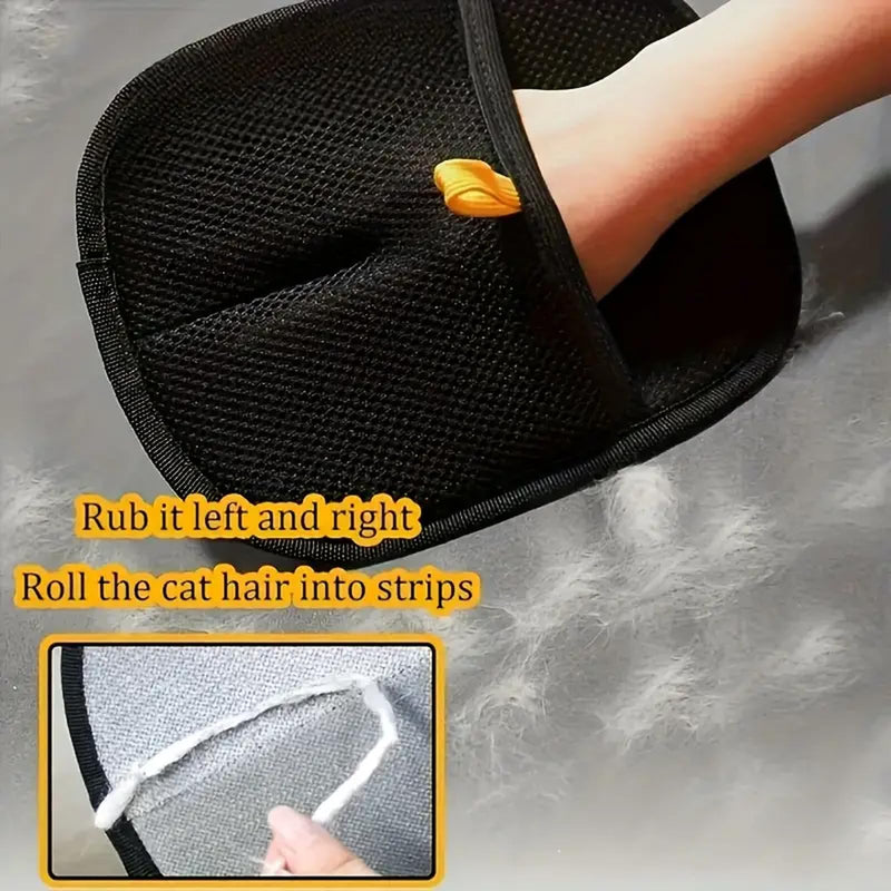 Pet Grooming Glove - Gentle Dog & Cat De-Shedding Glove - Hair Remover for Furniture, Clothes & Car