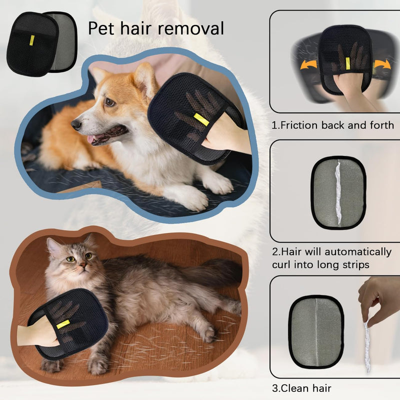Pet Hair Removal Glove for Cats and Dogs,Mesh Hair Grooming Mitt, Equipped with 1PCS Pet Grooming Comb