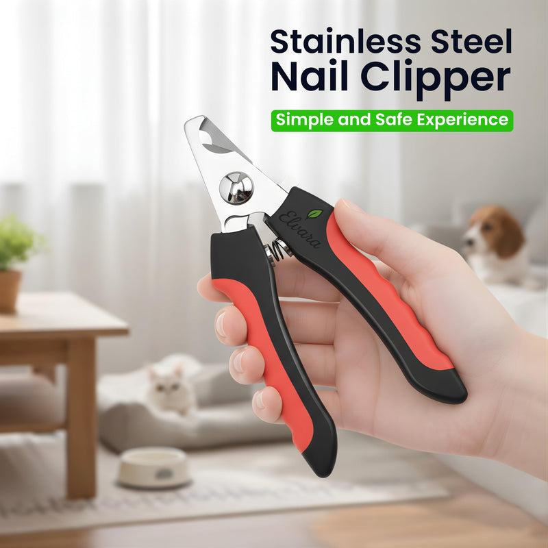 Dog Nail Clippers and Cat Nail Clipper Set with Light—Safe, Easy, and Precise Grooming Tool for Dogs, Cats, Puppies, and Small Pets (Red) Red - PawsPlanet Australia