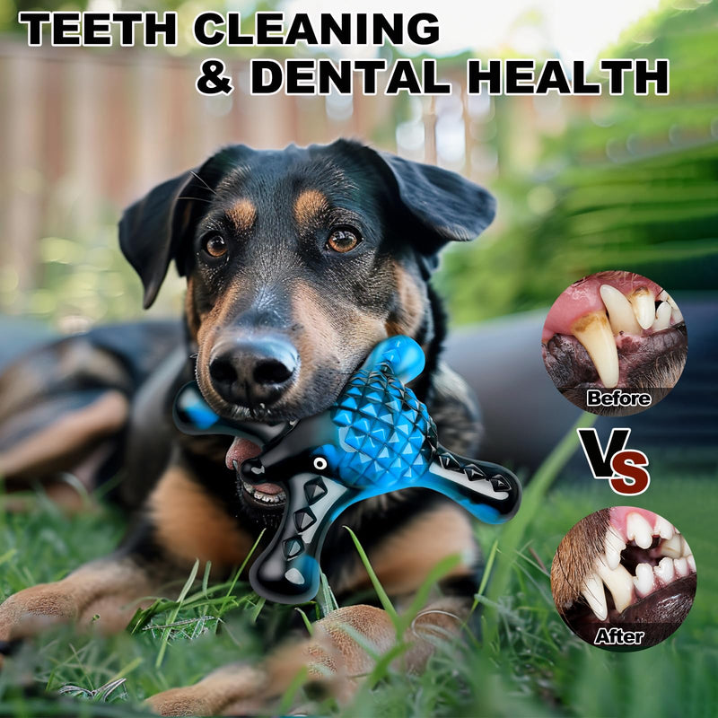 Tough Dog Chew Toys for Aggressive Chewers - Use of Durable Nylon with Natural Bacon Flavor, Interactive Dog Bone Chew Toys for Large Dogs to Keep Them Busy, Clean Teeth, Relief Bredom Stress Blue-black - PawsPlanet Australia