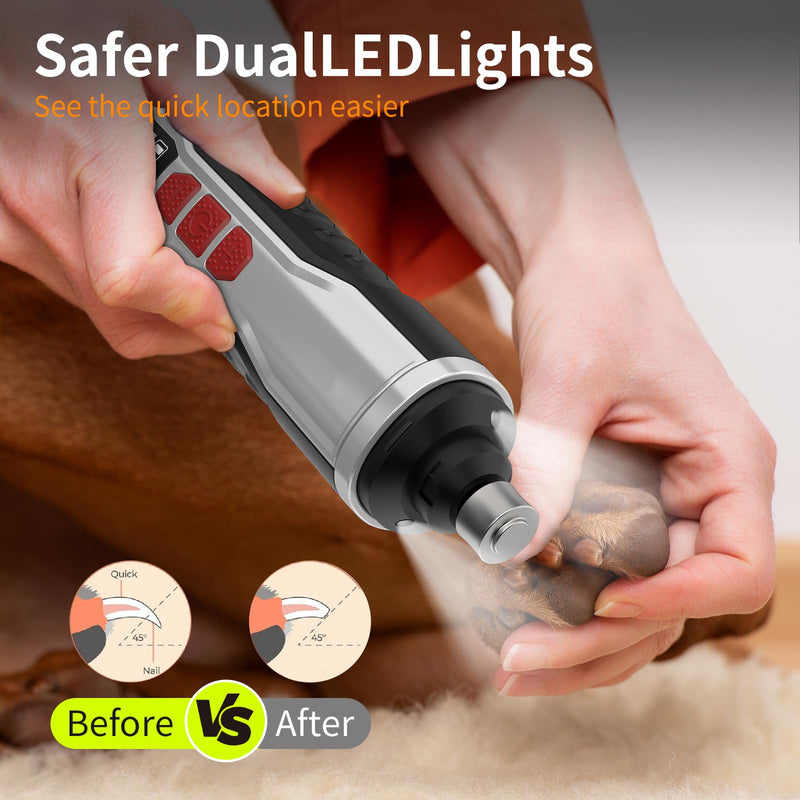 5-Speed Dog Nail Grinder，Super Quiet Rechargeable Electric Dog Nail Trimmer Painless Paws Grooming ，Duty Pet Nail Grinder for Dogs/Cats/Birds/Large Medium Small Animals - PawsPlanet Australia