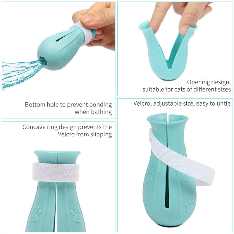 4Pcs Cat Boots for Cats Only Paw Covers Protectors Claws Shoes Paws Wound Boot Silicon Anti Scratch Cat Mittens for Bathing, Nail Clipping, Ears Cleaning, Treatment (Light Blue) Light Blue - PawsPlanet Australia
