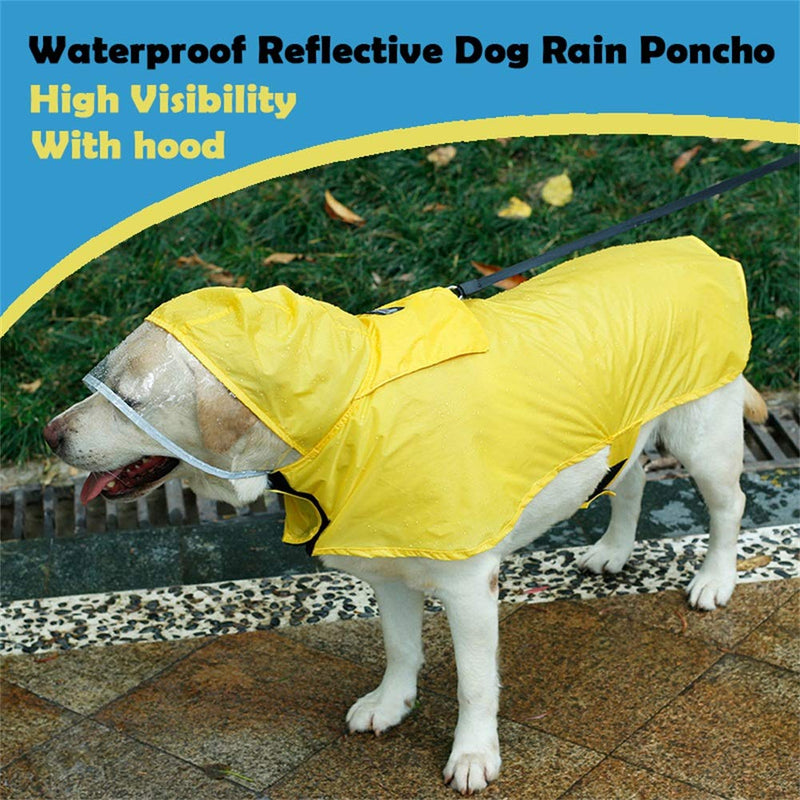 Pet Raincoat Packable Hooded Dog Rain Jacket Reflective Strips Lightweight Adjustable Poncho for Small Medium Large Dogs Yellow XS XS (Back:11 Inches)