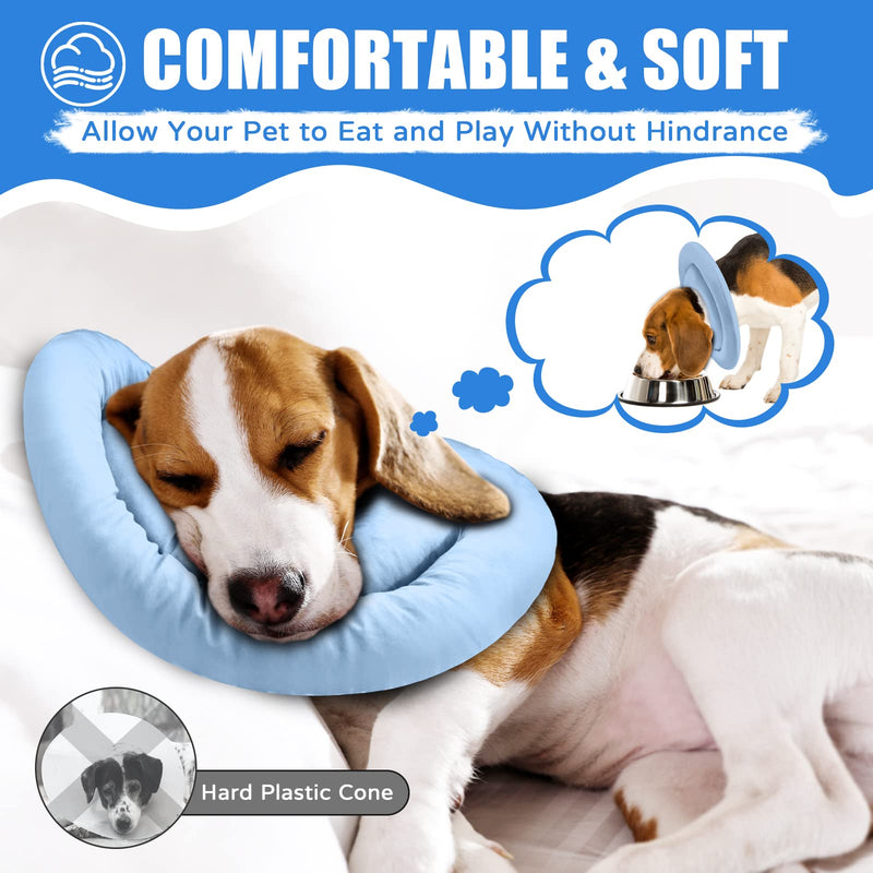 Soft Dog Cone for Small Medium Dogs and Cats, Adjustable Dog Cone Alternative After Surgery, Water Resistant Pet Recovery Cone Collar for Large Dogs to Stop Licking Wounds L(Neck Girth:7.5"-11") Blue - PawsPlanet Australia