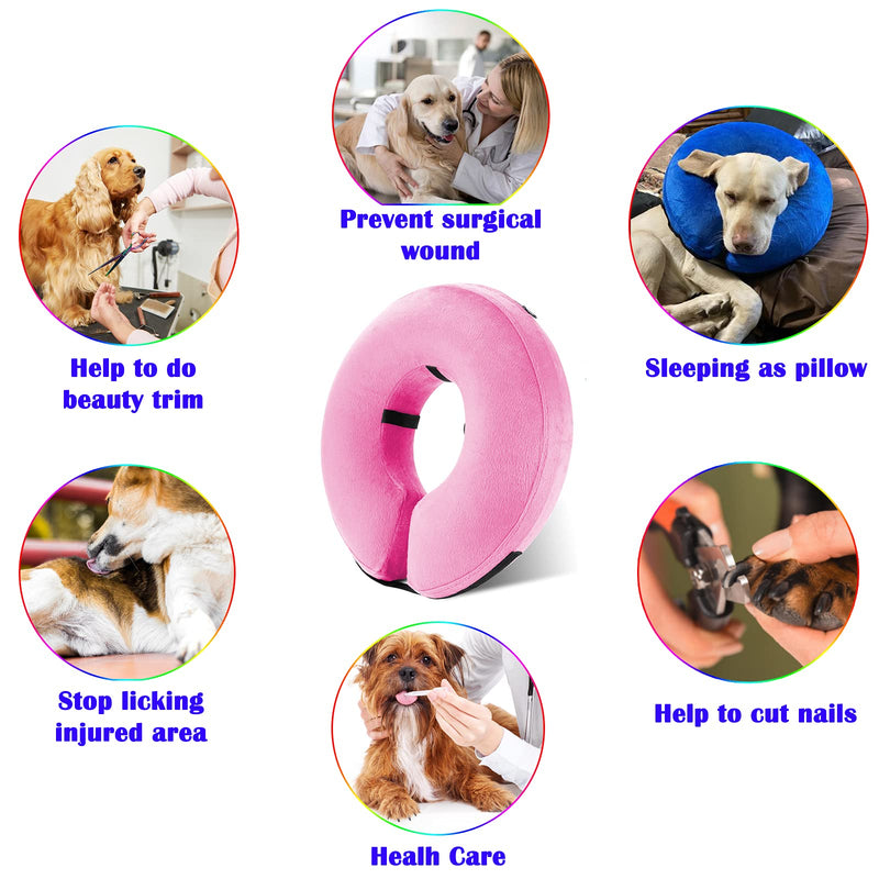 Katoggy Inflatable Dog Collar, Soft E-Collars for Dogs After Surgery, Adjustable Blow up Donut Dog Cone Collar for Small/Medium/Large Dogs and Cats Pink Small (Neck: 6"-11") - PawsPlanet Australia