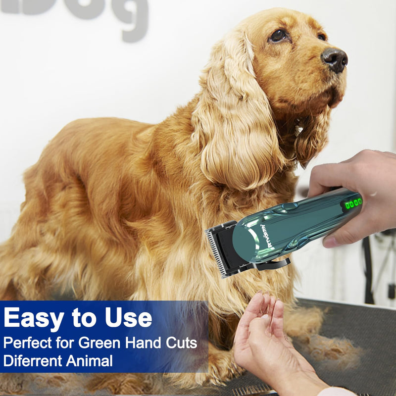 Quiet Dog Grooming Kit - 2000mAh Dog Clippers for Grooming Dog Grooming Clippers for Heavy Thick Hair Coats Waterproof Rechargeable Cordless Clippers Safe and Easy to Clean Home Pet Grooming Plating Blue - PawsPlanet Australia