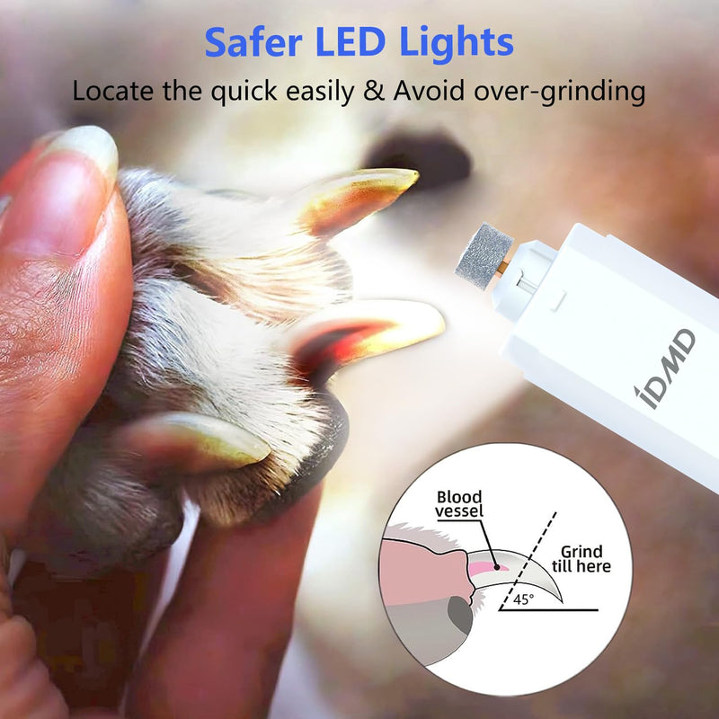 dog nail trimmers-Powerful 2-Speed dog nail grinder-with safe LED lighting and battery capacity indicator light & type-c USB rechargeable quiet pet nail grinder clipper for dogs/cats(White) White - PawsPlanet Australia