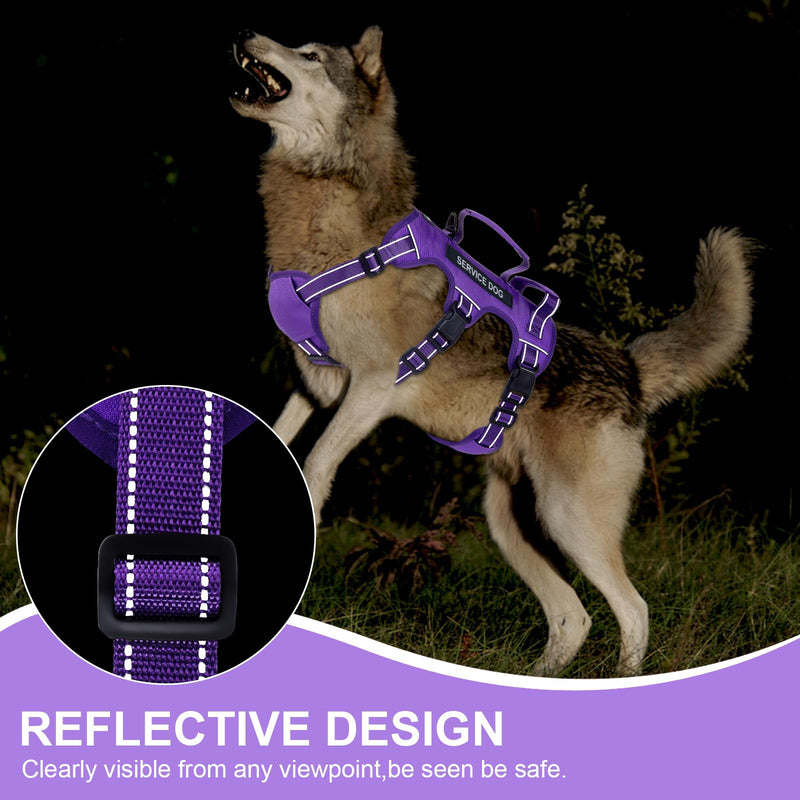 Escape Proof Dog Harness for Large Medium Sized Dogs Six Point Adjustable, Service Dog Vest Harness and Leash Set, No Pull Dogs Harnesses with Handle, XL Dog Harnesses for Walking(Purple, XL) X-Large Purple - PawsPlanet Australia
