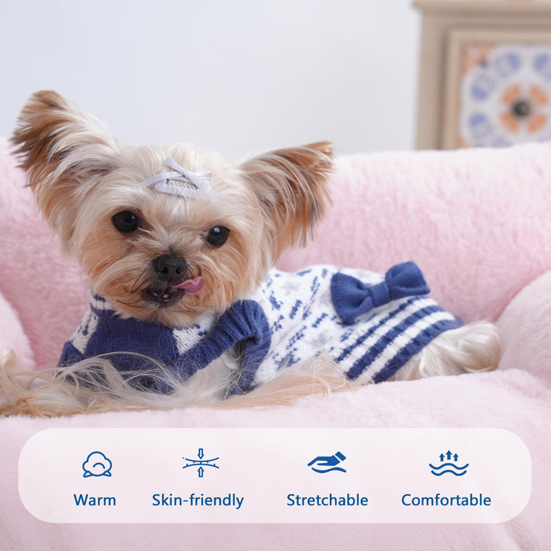 Dog Sweaters for Small Dog Male Cold Weather Doggie Knitwear Sweater Pet Winter Knit Outfit Chihuahua Pocket Beagle Mini Dachshund Yorkie Schnauzer Clothes for Dog Girls Boys (Blue, M) Blue Medium - PawsPlanet Australia