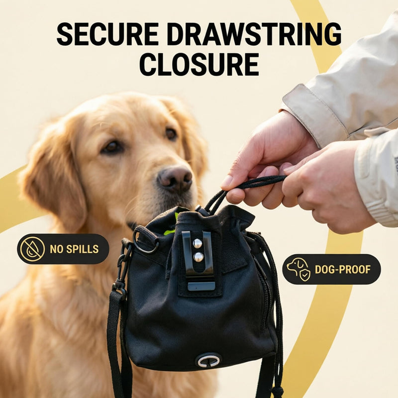 2Pack Dog Training Treat Pouch for Pet Training, with 2 Dog Training Clicker, Drawstring Closure, Hands-Free Dog Walking Bag with Poop Bag Dispenser, 7x5.5x2.7