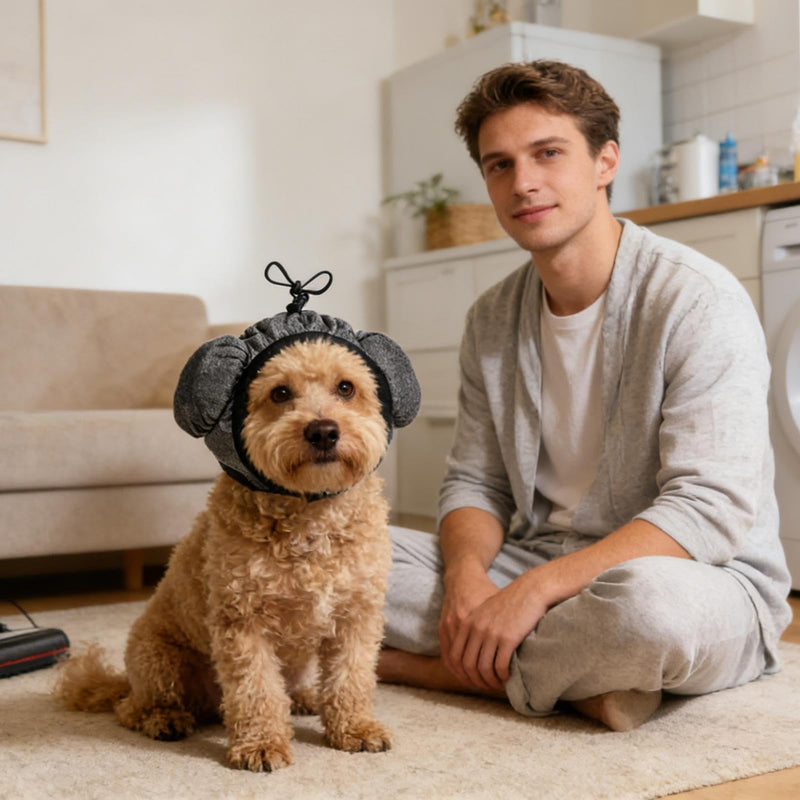 Ear protection for dogs against noise | Soft and wear-resistant ear protectors, hoods for dog ears - for care, air drying, travel, winter grey