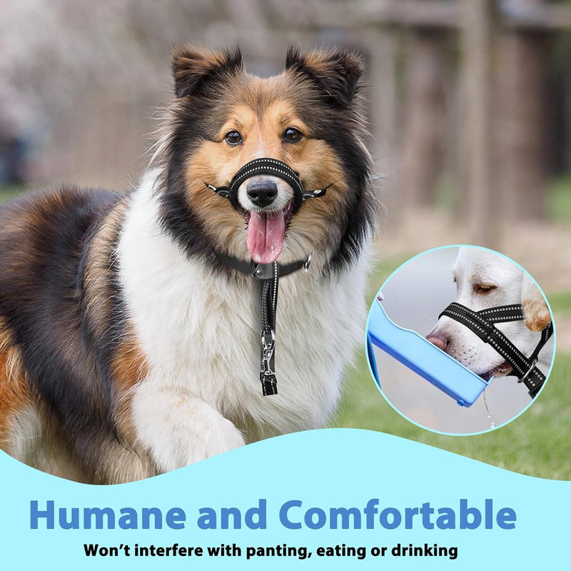 BARKLESS Dog Head Collar, No Pull Soft Head Halter with Safety Clip for Heavy Pullers, Strong Dog Training Halter Stops Pulling for Walking Medium Large Dogs XL Black - PawsPlanet Australia