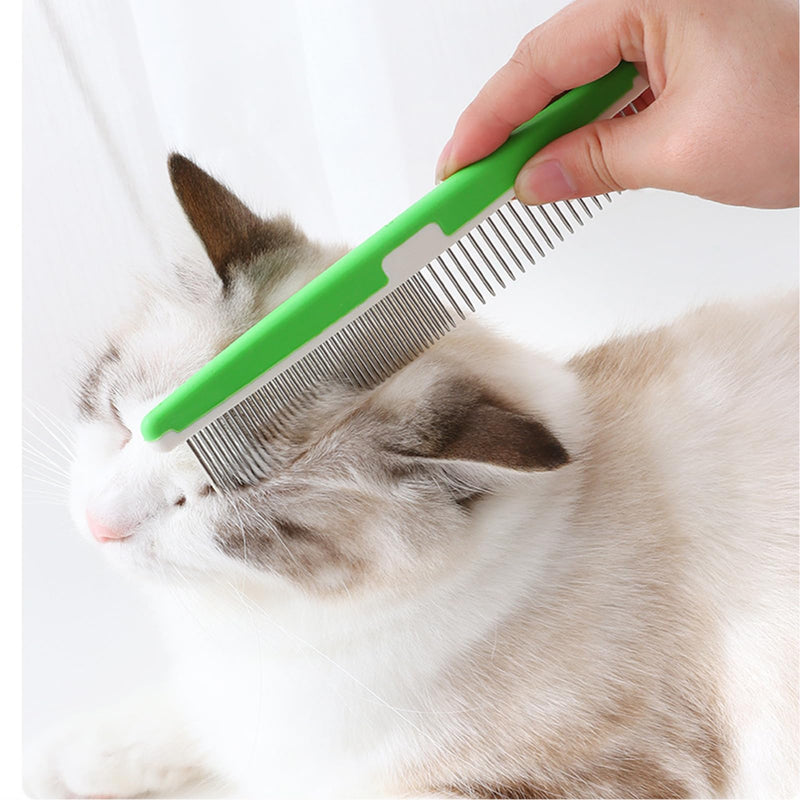 5 Pieces Pet Grooming Comb, Pet Hair Comb Rubber Handle Dog Hair Comb, Dog Eye Combs Pet Grooming Comb Flea Comb for Dog/Cat/Small Pets Removing Eye Mucus, Removes Knots, Mats and Tangles Green,Black - PawsPlanet Australia