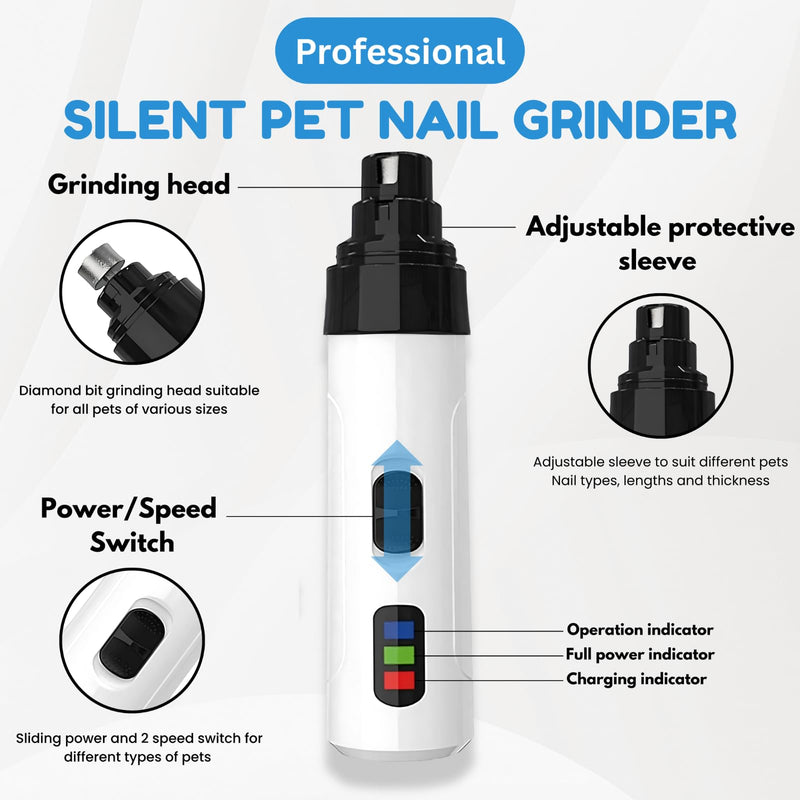 2026 Upgrade Silent Groom Pro Nail Grinder, New Silent Groom Pro for Pets, Rechargeable USB Charging Pet Nail Grinders, Electric Pet Nail Clippers, Pet Paws Grooming Smoothing Tool, - PawsPlanet Australia