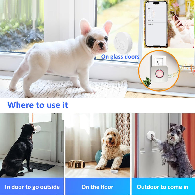 WiFi Dog Door Bell for Potty Training to Go Outside, Smart Doggie Door Bell for Dog, Wireless Doggy Doorbell with Phone App(Two Button One WiFi Receiver) Two Button One Wifi Receiver - PawsPlanet Australia