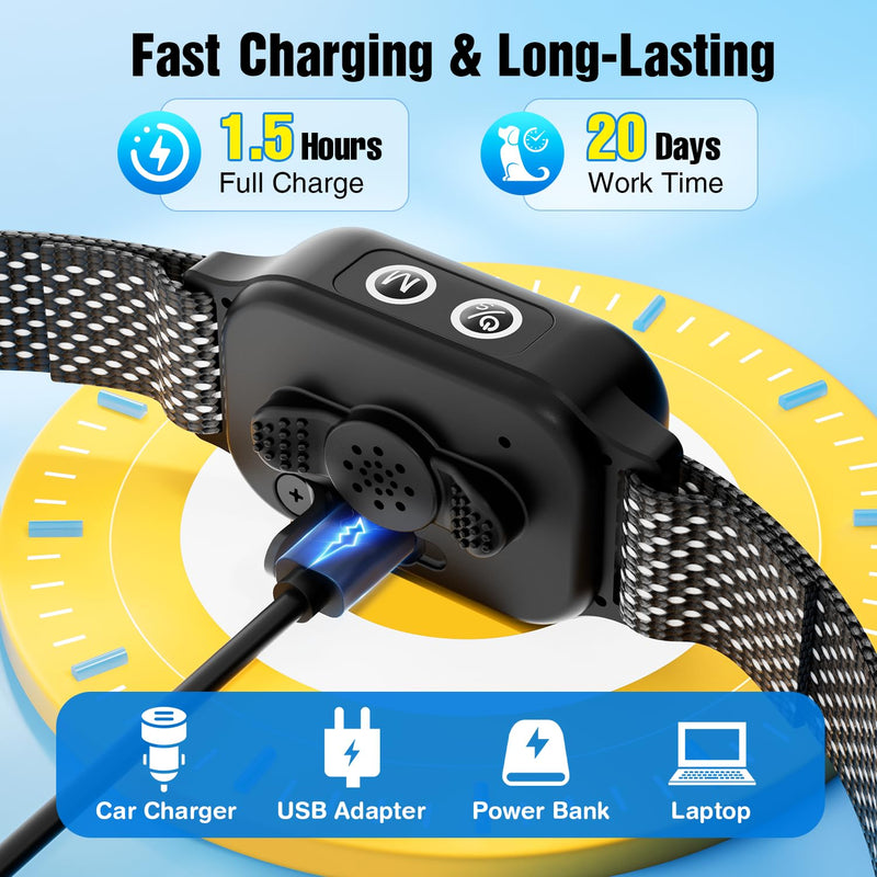 2 Pack Bark Collar, Smart Dog Bark Collar for Large Medium Small Dogs, Rechargeable Ultra-Light Training Collar with Beep Vibration, Anti Barking Device with 5-Level Sensitivity (Black) Black - PawsPlanet Australia