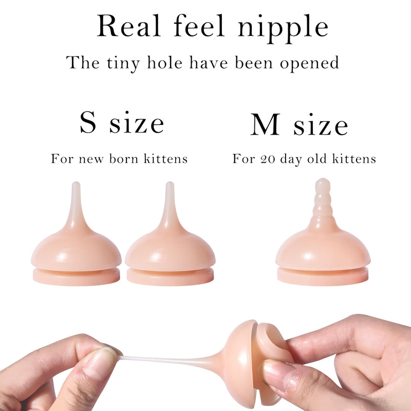 Kitten Feeder Bottle, Silicone Feeding Nipple and Syringes for All Breed of Kittens and Other Animals (150ml Bottle+2 Sizes Nipple(S/M)+1 Syringe) Kitten/Toy Puppy (150ml) - PawsPlanet Australia