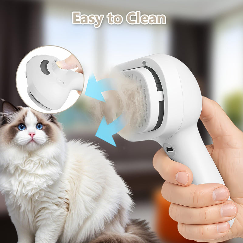 ‌3-in-1 Pet Steam Brush with Self-Cleaning & Cool Mist‌ – Portable Grooming Tool for Cats & Dogs, Long-Lasting Shedding Control & Detangling, Refillable Water Tank & Fast Charging - PawsPlanet Australia