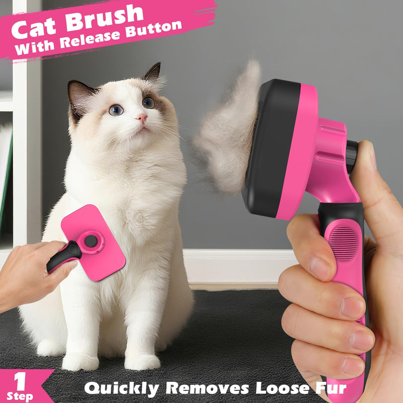 Comotech 3PCS Cat Grooming Supplies,Cat Brush & Nail Clipper/Trimmer & Flea Comb for Shedding Indoor Cats Dogs and Small Animals - Meet All Your Pet's Daily Grooming Needs - All in One Set (Pink) Pink - PawsPlanet Australia