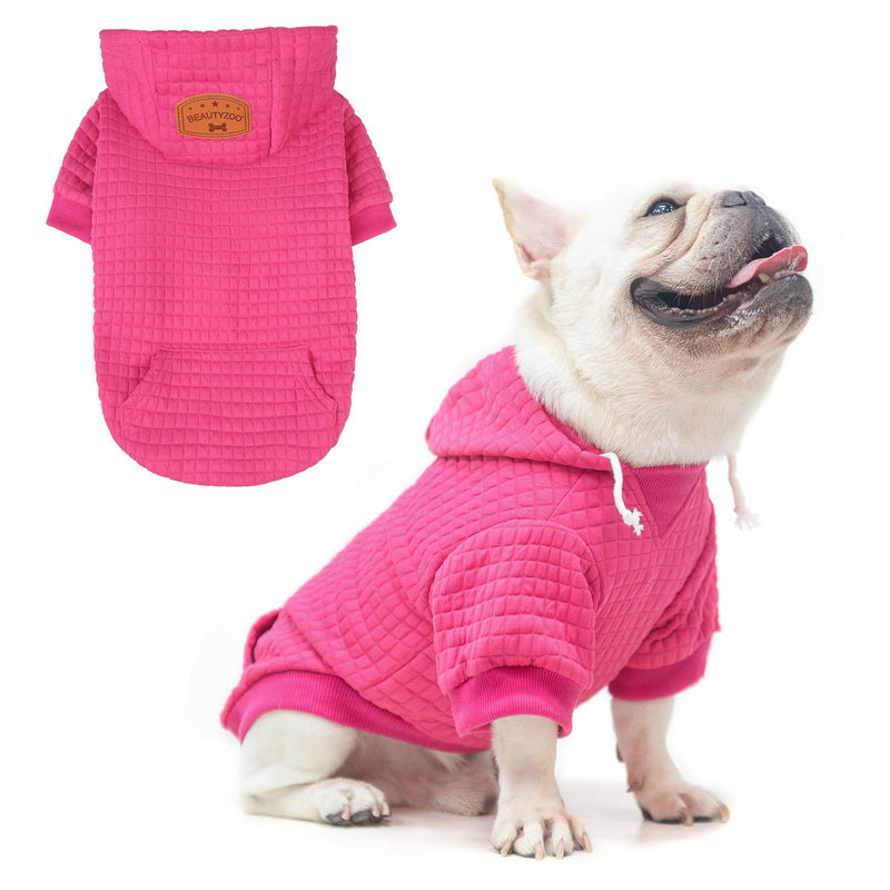 BEAUTYZOO Dog Hoodie for Small Medium Large Dogs, Winter Fall Warm Dog Clothes for Puppy S M Sized Dogs Girl Boy, Dog Sweater Shirt Hoodies with Pocket Bulldog Pitbull Cat Clothing Coat M (Back: 16",Chest: 22", Neck: 13") Rose Pink