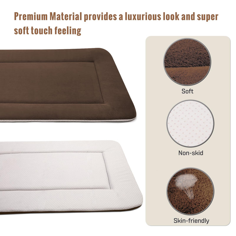 Magic Dog Bed Soft Crate Pad Mat for Medium/Large Dogs, 36 Inches Machine Washable Pet Bed Kennel Pad With Non-Slip Bottom, Dark Coffee 36.0"L x 23.0"W x 1.2"Th - PawsPlanet Australia