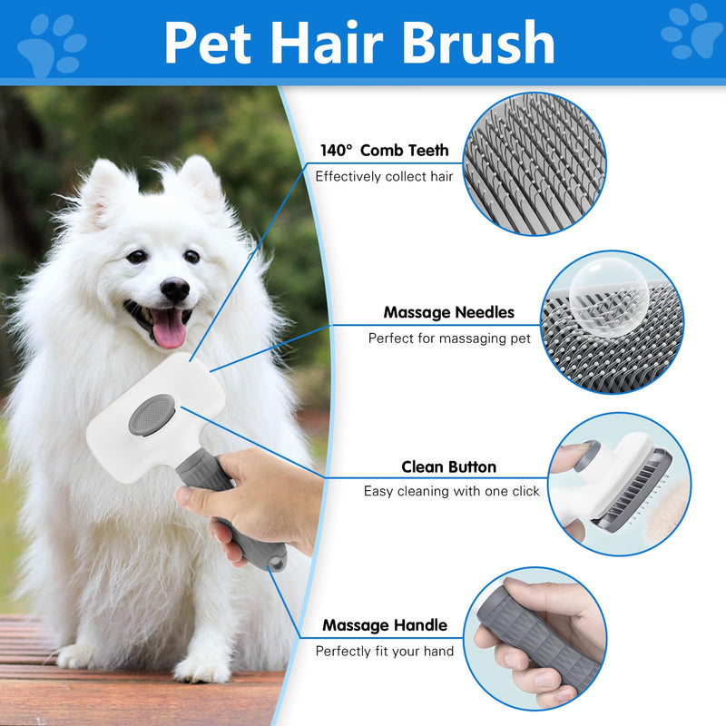 3Pack Dog Brush Grooming Kit -Slicker Dog Brushes for Shedding, Dogs Comb for Grooming, Bath Brush for Pet-Grey Grey