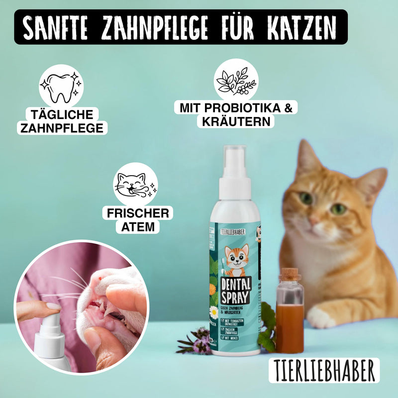 TIERLIEBHABER Dental Spray for Cats Dental Care - Dental Care Cats Toothpaste Alternative - Against Cat Bad Breath & Tartar Cat 100% Natural - Veterinarian Developed in Germany
