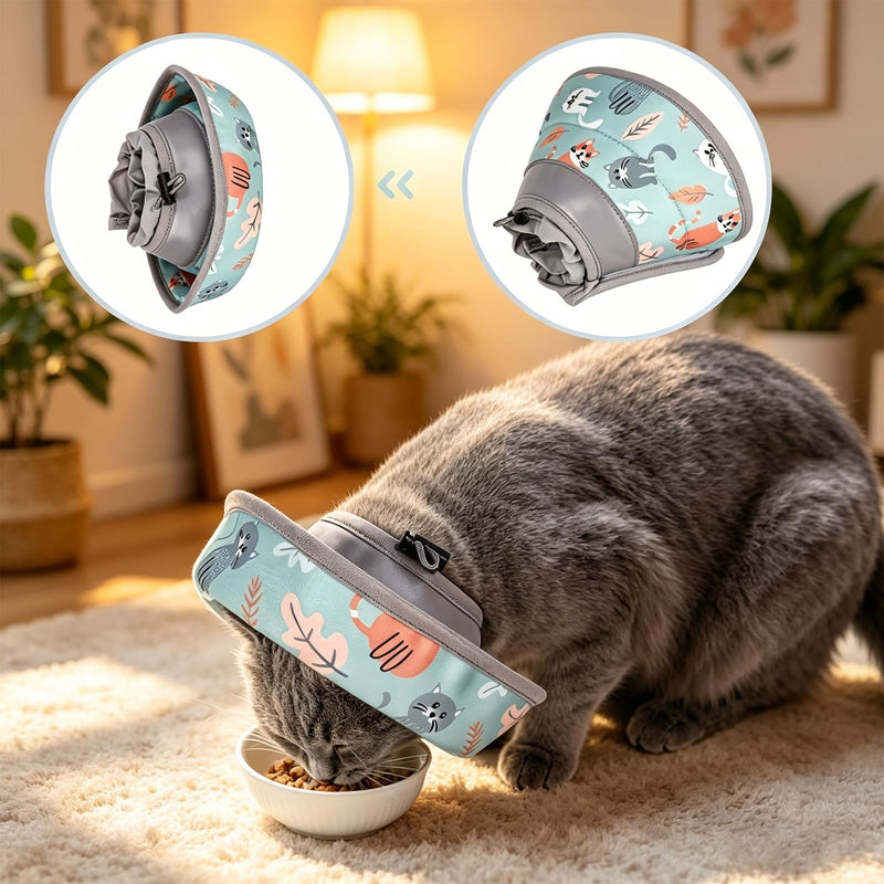 Soft Cat Neck Brace, Adjustable Cat Neck Brace for Post-Surgery, Anti-Bite Safety Protective Collar Prevents Wound Licking, Soft Cat Collar for Cats and Puppies (S) S