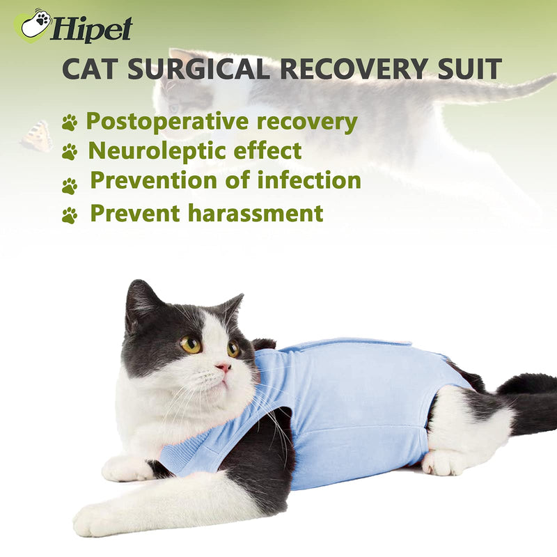 Cat Surgery Recovery Suit for Abdominal Woundsor or Skin Diseases,Substitute E-Collar & Cone,Cat Onesie After Surgery Wear Anti Licking Medium Blue