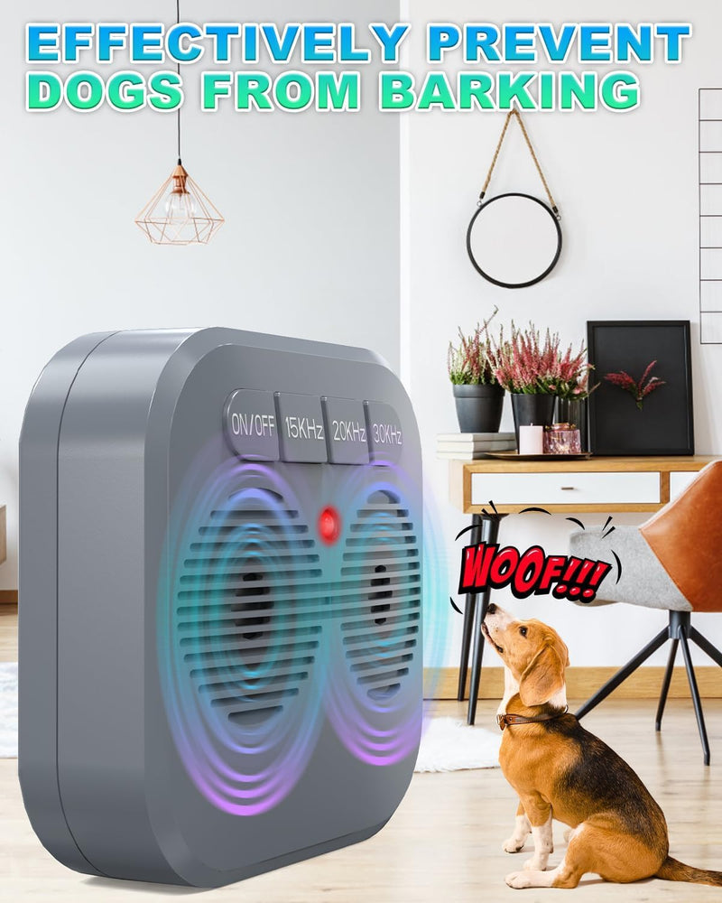 ALKD Anti Barking Device for Dogs, 33FT Dog Barking Silencer with 3 Modes, Rechargeable Ultrasonic Dog Barking Deterrent Devices Bark Box, Safe Stop Barking Dog Devices Indoor Outdoor Use (Gray) Gray