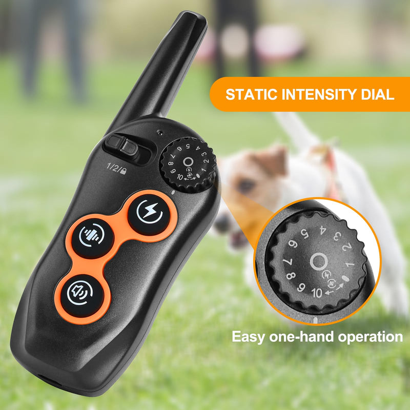 Dog Shock Collar with Remote Control,1300Ft,IP67 Waterproof Dog Training Collar with 3 Training Modes, Beep, Shock, Vibration,Safe Lock for Small, Middle,Large Dogs (Orange O+B) - PawsPlanet Australia