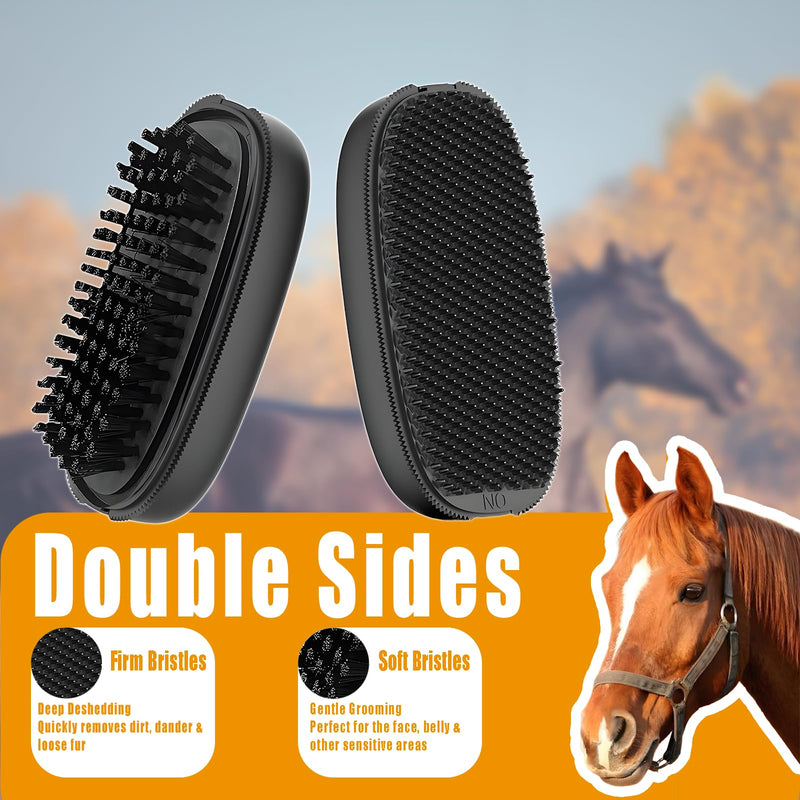 2-in-1 Horse Grooming Brush – Double-Sided Deshedding & Curry Comb Tool for Horses, Dogs & Cats, Soft & Hard Bristles, Pet Grooming & Bathing Supplies - PawsPlanet Australia