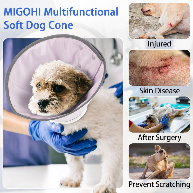 MIGOHI Dog Cone for Small Dogs,Soft Cone for Dogs to Stop Licking,Comfy E Collar for Dogs After Surgery,Small Dog Cone Alternative,Pet Elizabethan Recovery Cone for Spay,Neuter,Hot Spot,L,Pink Pink Large