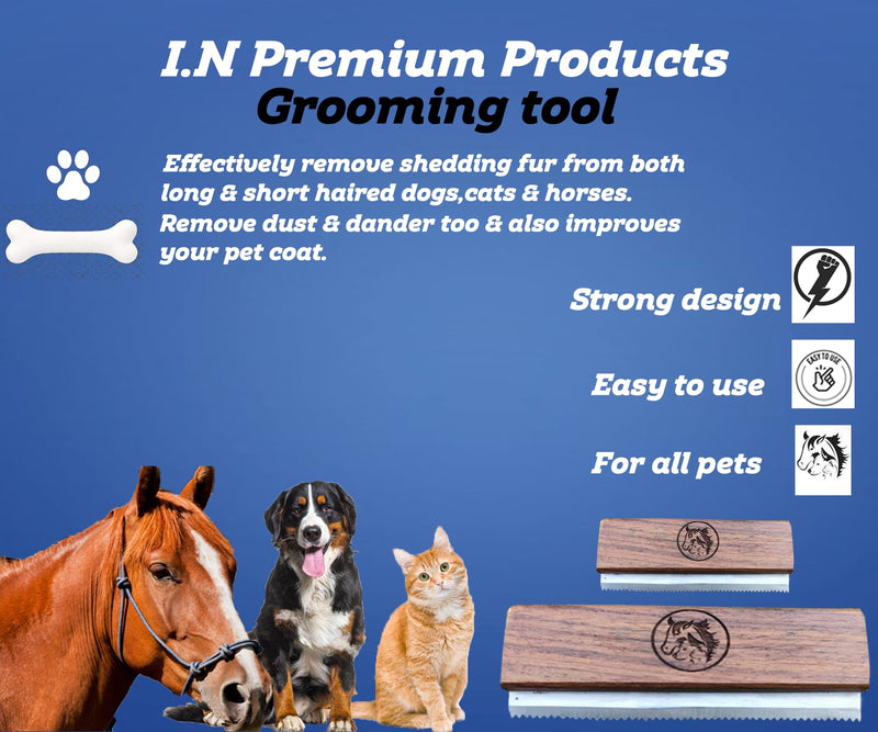 Original Deshedding Grooming Tools for Horse, Cats & Dogs Easy Ergonomic Wooden Handle Professional Brush Grooming Tool, Remove painlessly 95 Percent of Lose Hair Fur & Dirt (5 inch) 5 Inch - PawsPlanet Australia