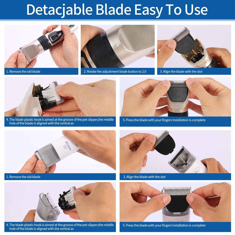 2 Pack Dog Grooming Replacement Blade Compatible with Oneisall Low Noise Dog Clippers, Dog Hair Vacuum Clipper Made of Ceramic Blade & Stainless Steel Blade Size9.5mm 9.5mm-2P