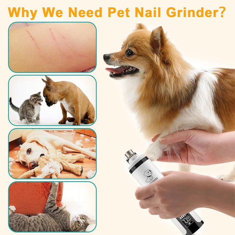 2026 Upgraded Silent Groom Pro Nail Grinder - 3-Speed Cordless Grooming Pro Nail Grinder, Pet Nail Trimmer with 2 LED Light,USB-C Rechargeable & 2 Grinding Wheels for Small Medium Large Dogs and Cats 1pc