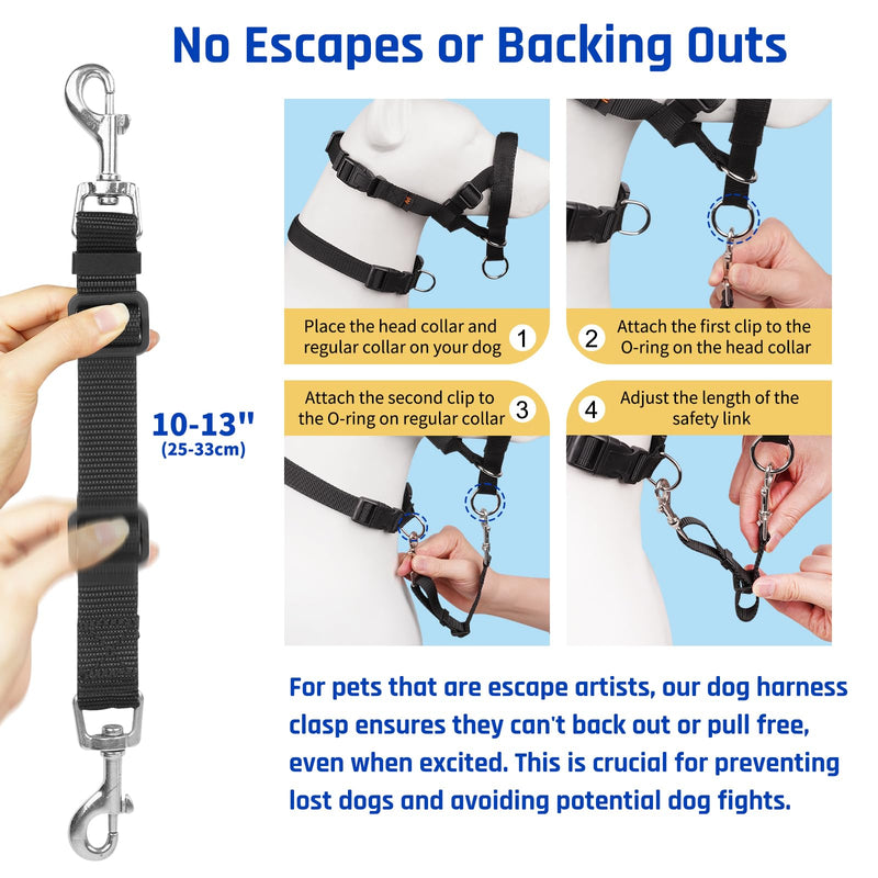 BARKLESS Dog Training Head Collar for Pulling, No Pull Head Halter with Adjustable Safety Strap, Anti-Pull Soft Padded Muzzle Leash for Walking Training Leash Reactive Large Dogs Black XL