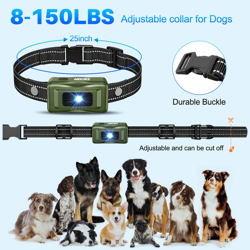 Dog Shock Collar - 4300FT Dog Training Collar with Remote,Shock-Lock,Light for Night Walks, Innovative IPX7 Waterproof with 4 Training Modes, Rechargeable E-Collar for 8-150 LBS Green - PawsPlanet Australia