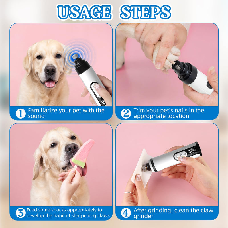 2025 Upgraded Silent Groom Pro Nail Grinder,3-Speed Dog Nail Trimmer with 2 Replacement Grinding Heads,Pet Paws Grooming Smoothing Tool for Cats and Dogs 3-Speed - PawsPlanet Australia