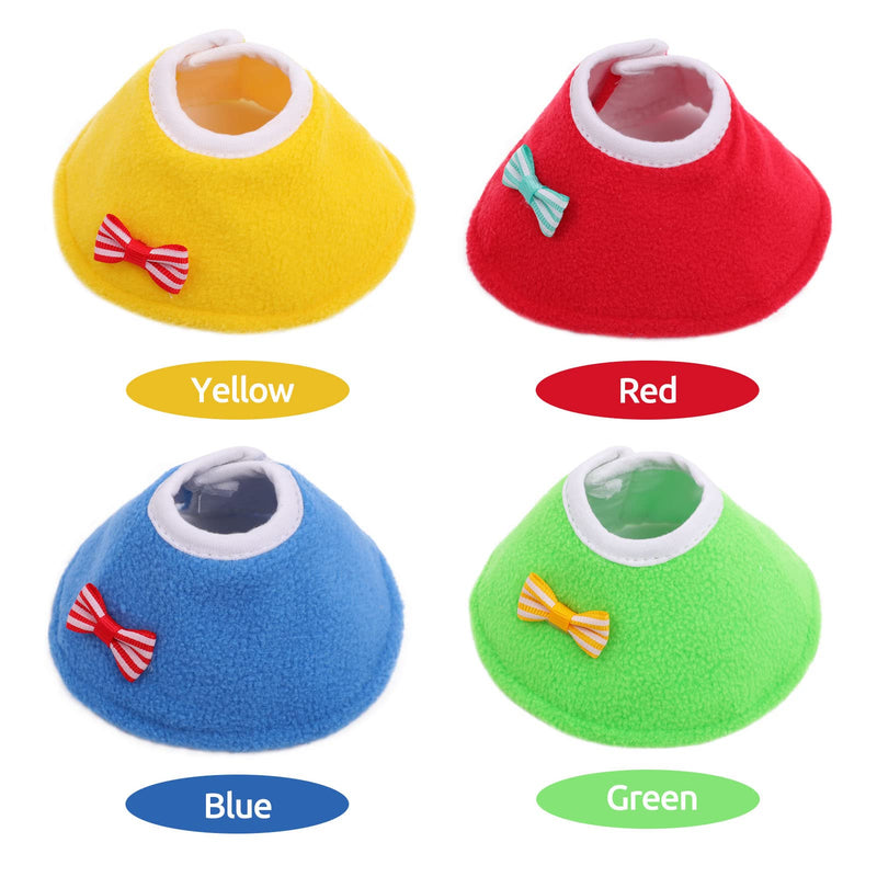 Bird Cone Collar 4 Pcs Set Pet Parrot Anti-bite Elizabethan Collars Protective Anti-Grab Feather Wound Healing Recovery Cones for Lovebird Cockatiel Budgerigar Parakeet Yellow Blue Red Green XS - PawsPlanet Australia